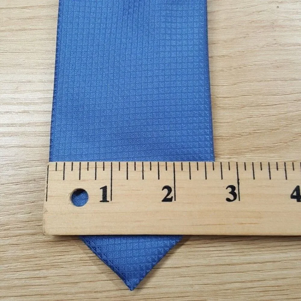ALFANI Mens Neck Tie Solid Blue Slim Textured Micro Geo Pointed